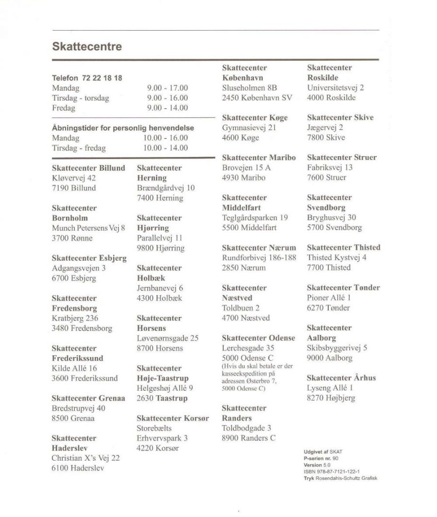 skattecentre danmark åbningstider revision vtb